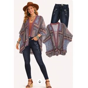 Nicole Miller Soho High Rise Skinny Jeans Embroidered & Lorena Rose Kimono